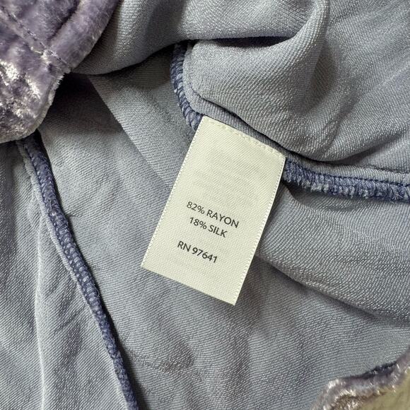 J.JILL Lavender Purple Velour Button Up Blouse Sz XXSP Petite Long Sleeve Velvet - Picture 7 of 10